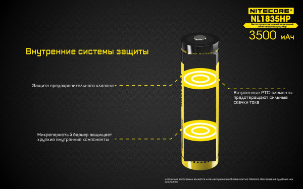 Аккумулятор NITECORE NL1835HP 18650 (Li-Ion 8А, 3500 mAh)